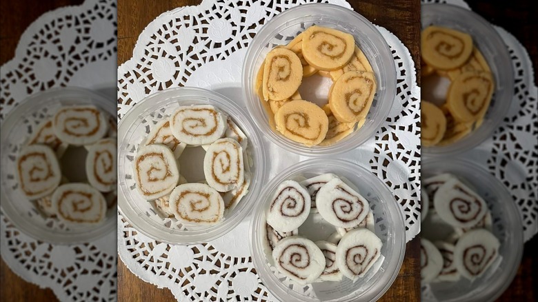 Homemade potato candy with peanut butter swirl