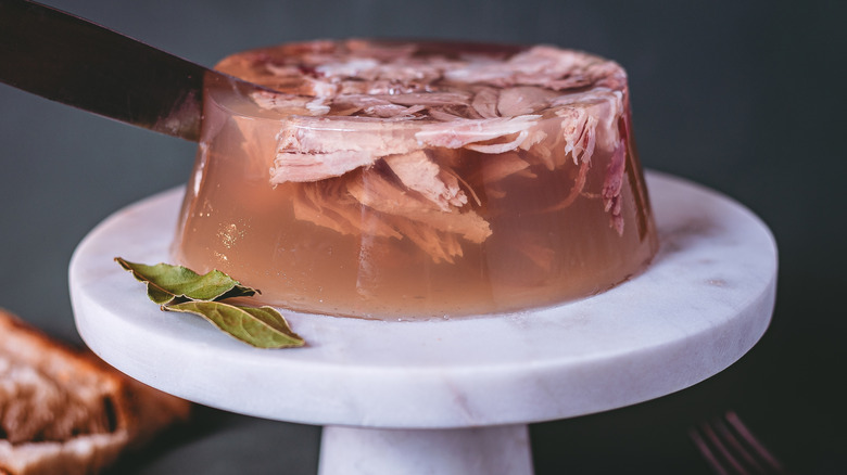 aspic on a cake stand