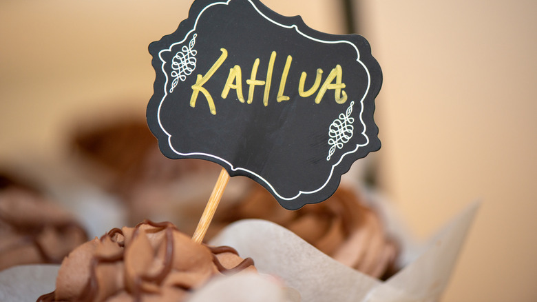 Kahlúa label in a chocolate cake