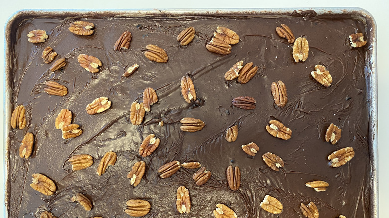 Texas sheet cake with pecans