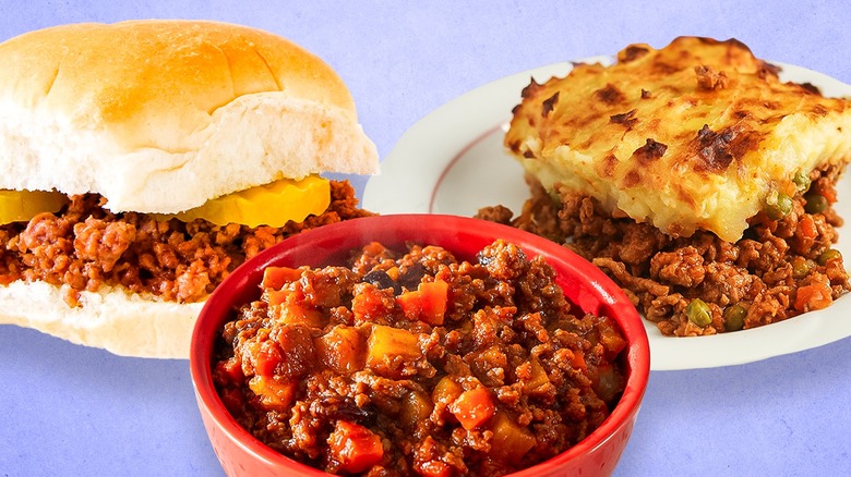 Composite image of ground beef dishes
