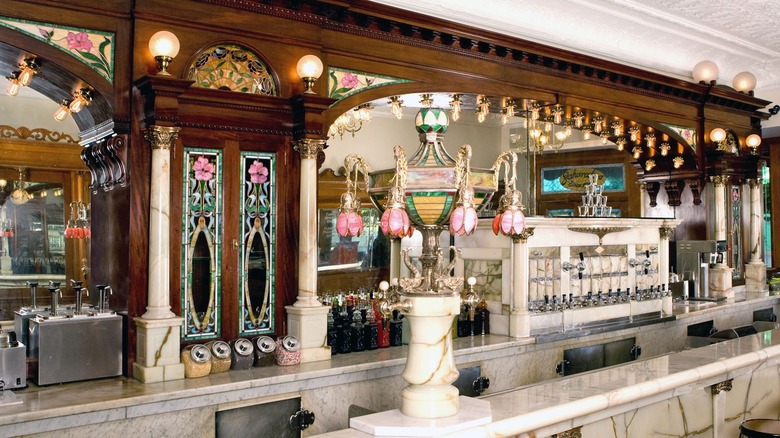 Zaharakos's antique and stylish ice cream parlor counter
