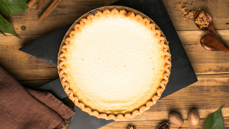 Egg custard pie from above