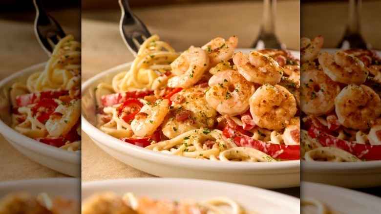 The chicken and shrimp carbonara from Olive Garden