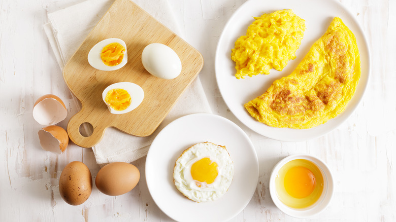 A selection of eggs cooked in different ways
