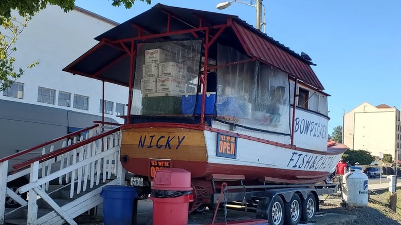 The Bowpicker Fish & Chips food stand parked and ready for service.