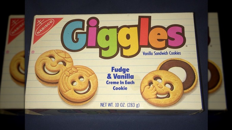 Box of Nabisco Giggles vanilla sandwich cookies