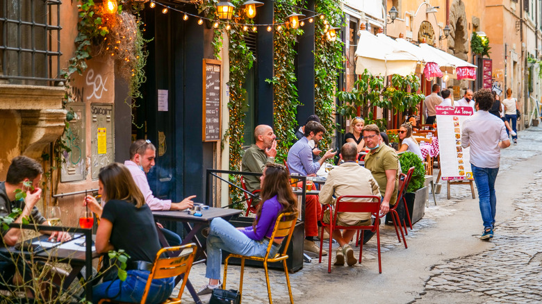 Diners at Italian restaurant
