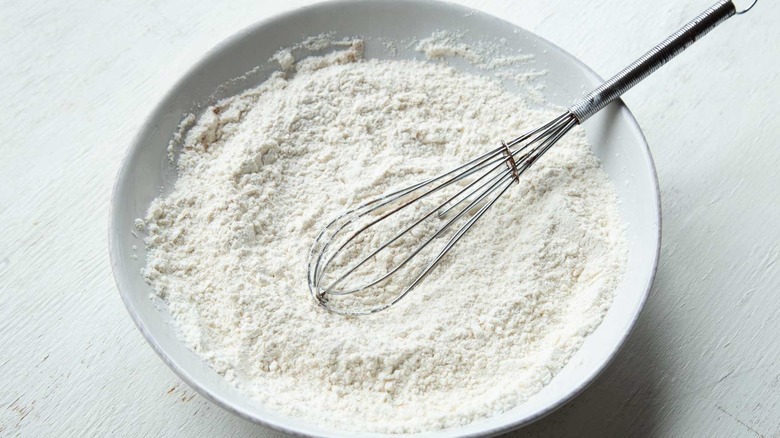 flour in a white bowl