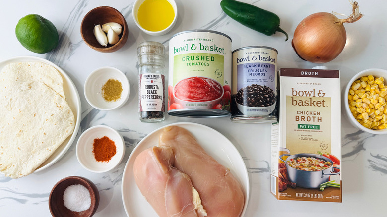 Ingredients for chicken tortilla soup
