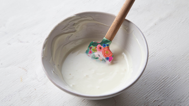 white glaze in a white bowl