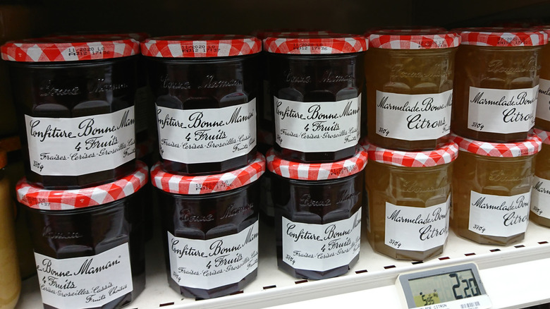 Bonne Maman jams on store shelf