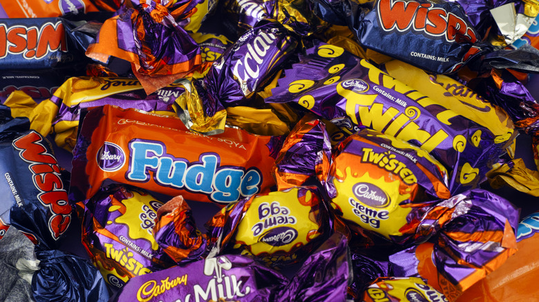 cadbury bars in pile