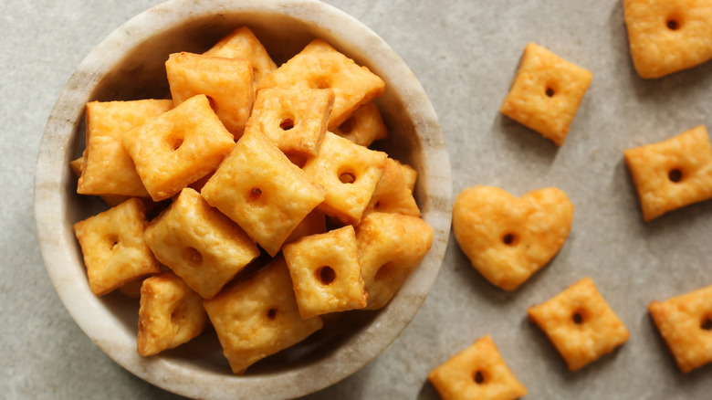 Cheese crackers in a bowl