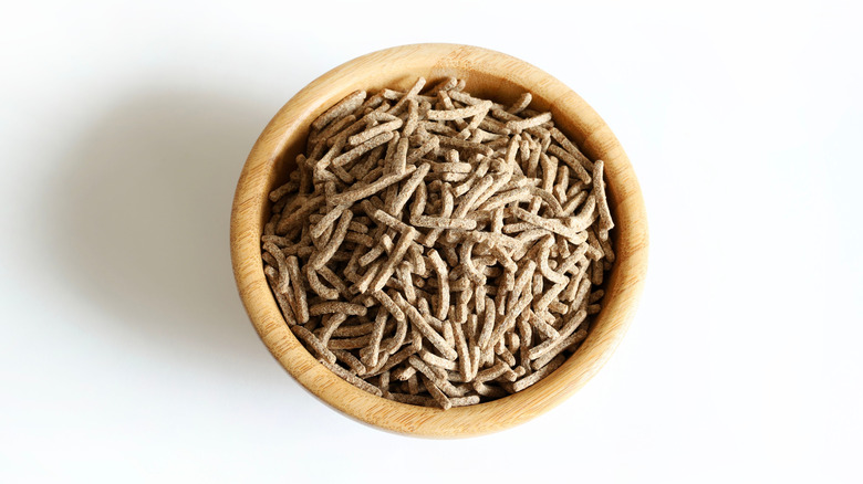 A bowl of what appears to be Fiber One cereal