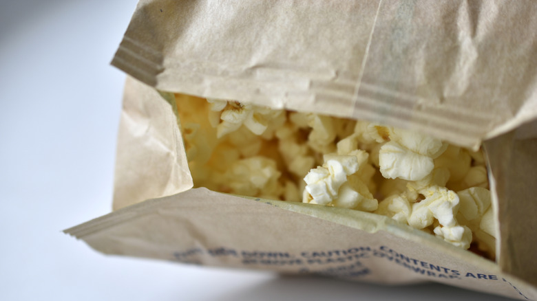 Popcorn in a wicker bowl.