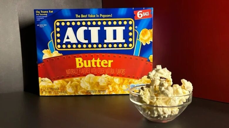 A box and bowl of Act II popcorn