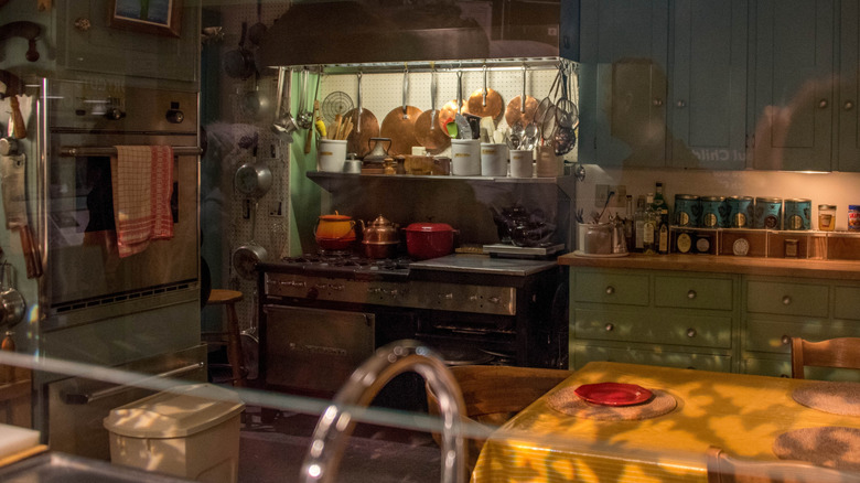 A glimpse of Julia Child's Garland stove in her home kitchen that's on display at the Smithsonian National Museum of American History.
