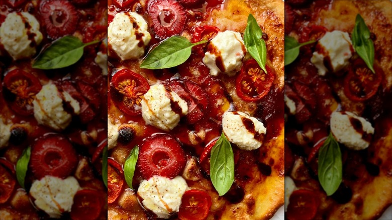 strawberry cherry tomato pizza