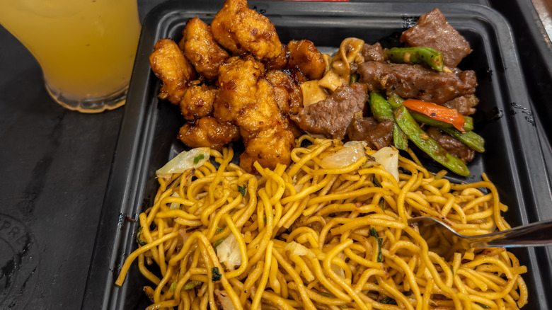 A Panda Express meal including Orange Chicken