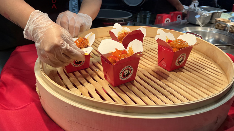 Boxes of Dynamite Sweet & Sour chicken at Panda Express