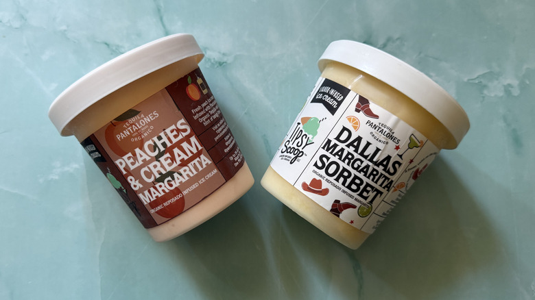 Peaches & Cream Margarita and Dallas Margarita Sorbet pints