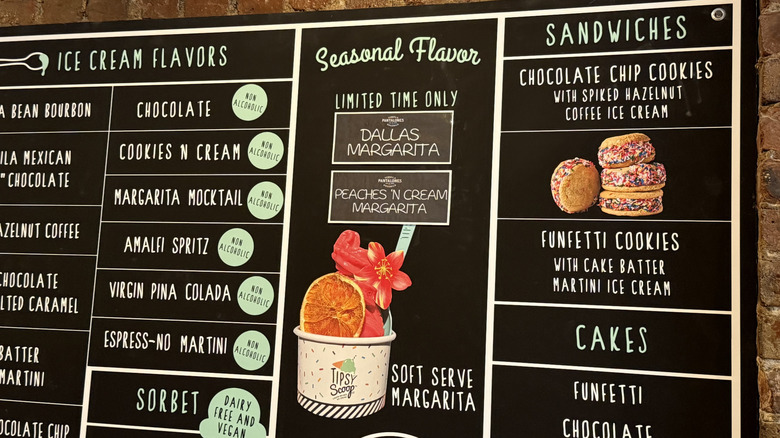 Tipsy Scoop menu board