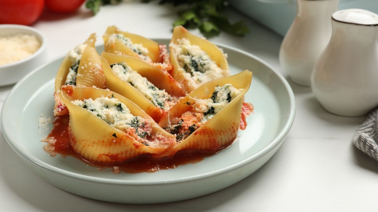 Plate of stuffed pasta shells