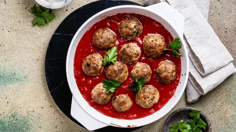 meatballs in pan