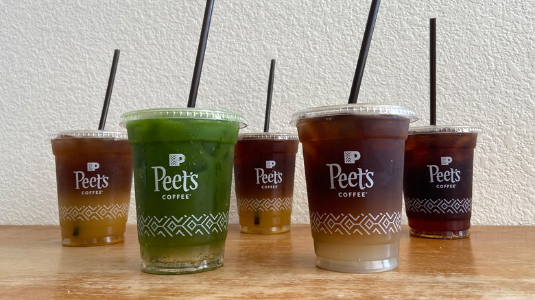 all five drinks with straws