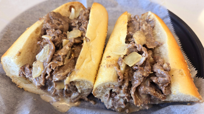a cheesesteak with onions from Philadelphia