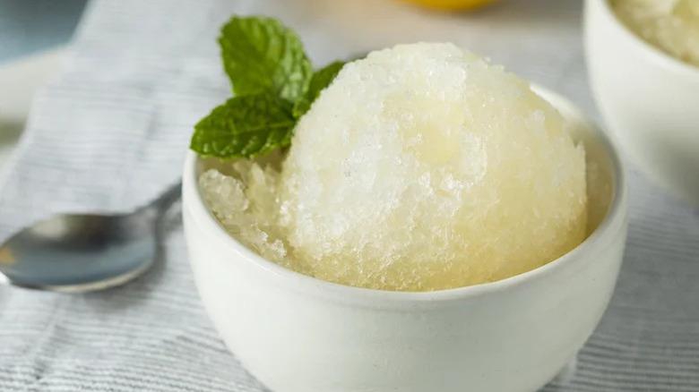 lemon Italian ice in a dish