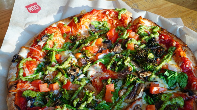 Pizza from MOD Pizza on wrapping