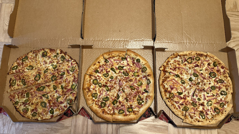 Three Pizza Hut Spicy Hawaiian Lover's Pizzas