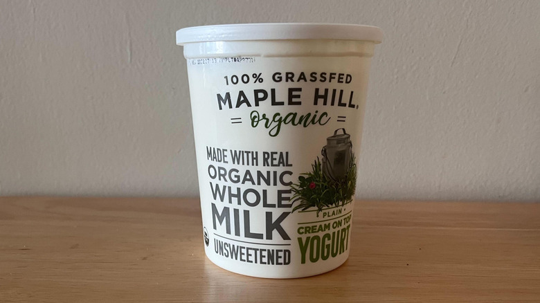 Maple Hill Organic Yogurt container