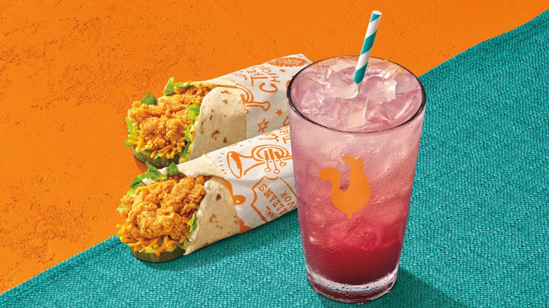 Popeyes Chicken Wraps and blueberry lemonade