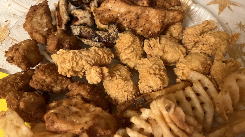 a pile of various brown fried foods