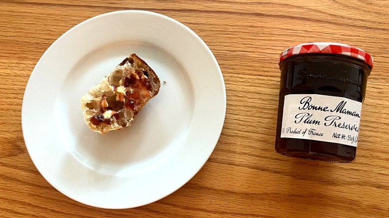 Bonne Maman damson plum preserves on toast