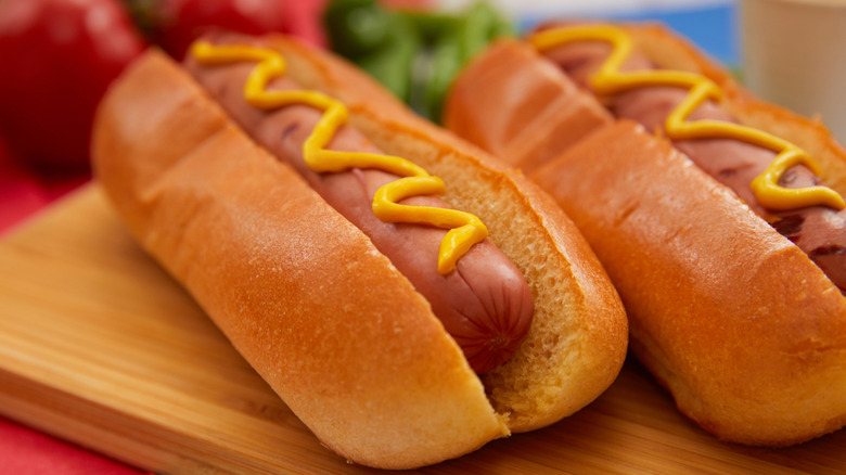 Pork sausage in a hot dog bun