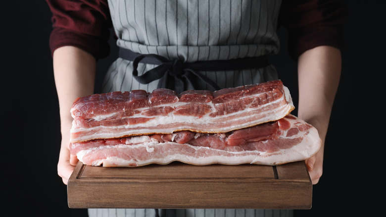 Raw pork belly