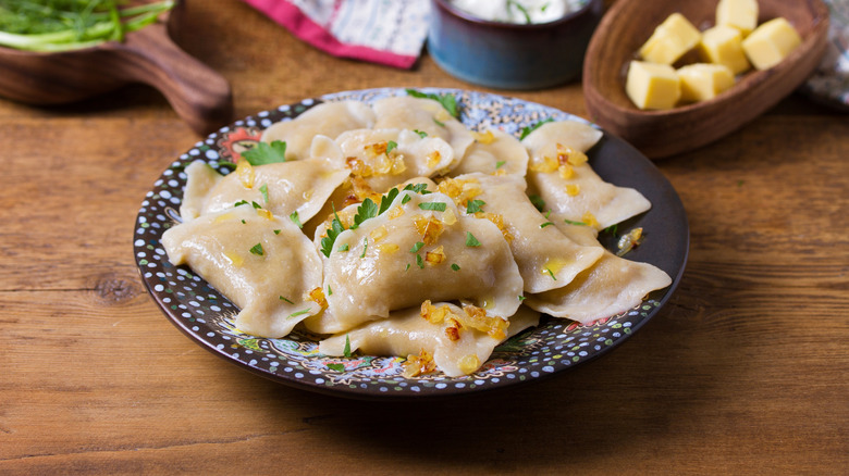 Plate of cooked vareniki