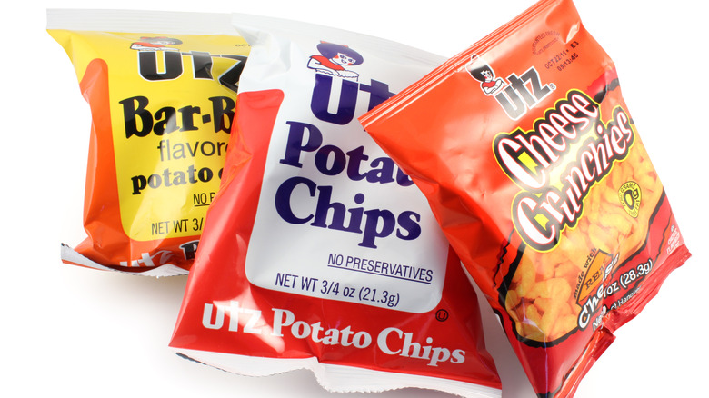 Three bags of Utz snacks