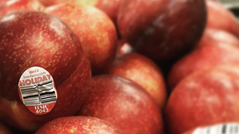 Fruit with an HMC Farms sticker