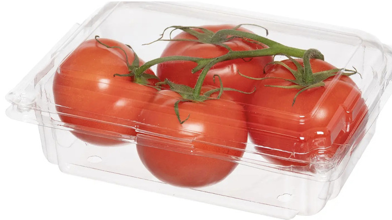 Vine ripened tomatoes in clear package
