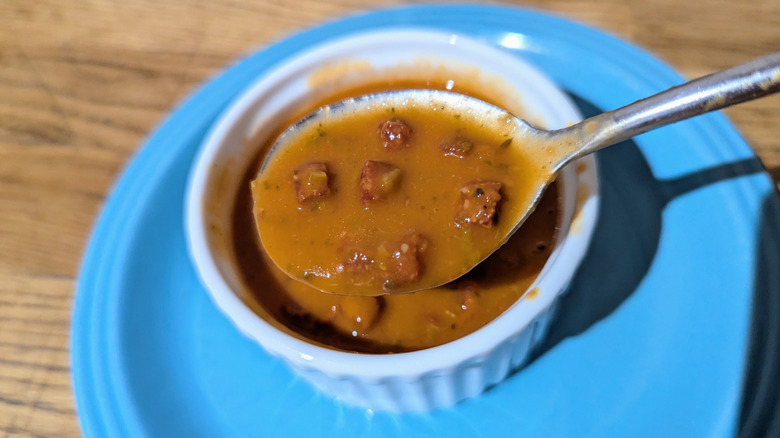 spoonful of pizza soup