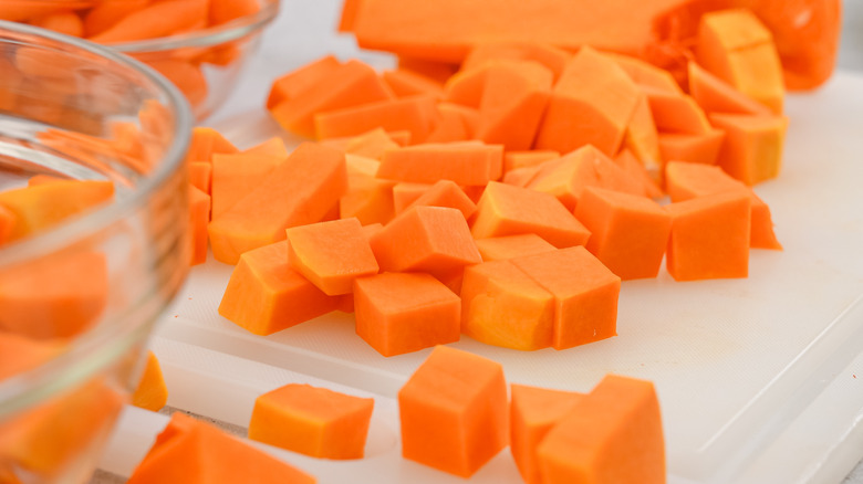 Cut up pieces of butternut squash