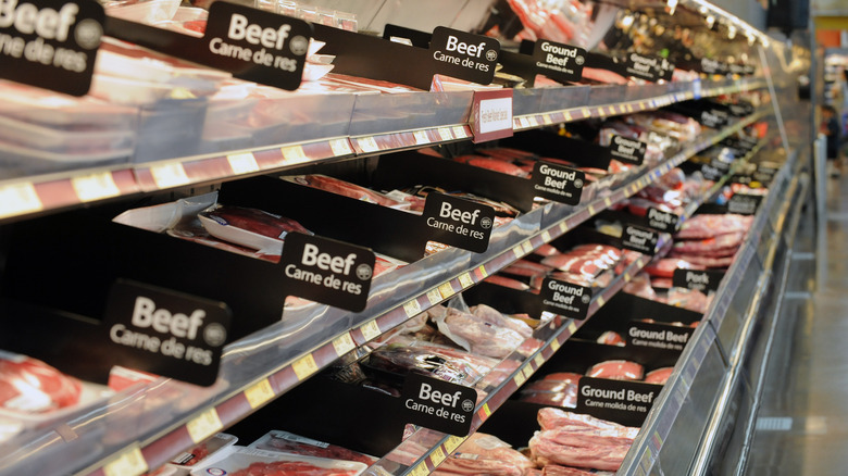 The meat selection at a Walmart store