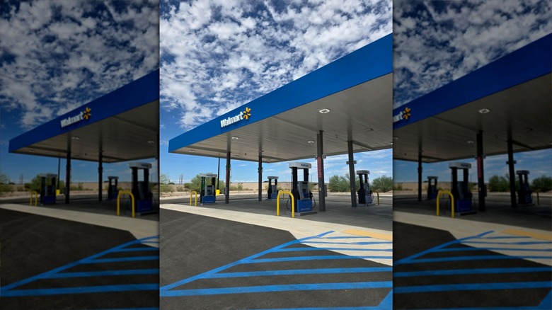An empty Walmart gas station