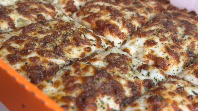 Italian cheese bread in squares