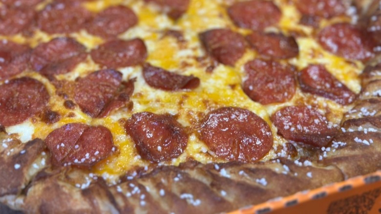 Pretzel Crust pizza close up